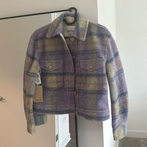 Aritzia cropped gana plaid jacket